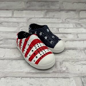 Native Shoes Jefferson Print Regatta Blue Shell White Stars Stripes